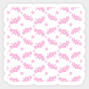 Cherry Blossom Sakura Flower Clusters Pattern in White Background Sticker